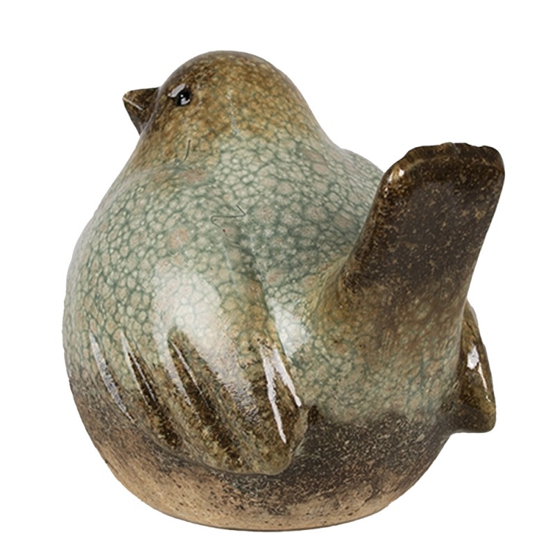 Clayre & Eef Figurine Oiseau 14 cm Vert Marron Céramique