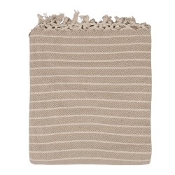 Clayre & Eef Couverture 125x150 cm Beige Coton Rayures