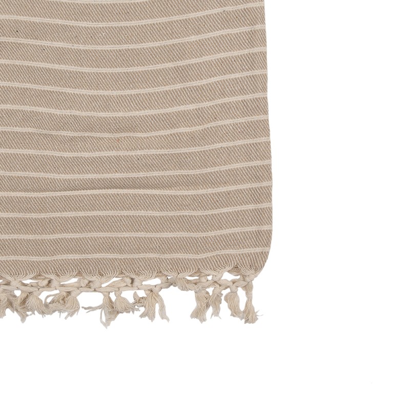 Clayre & Eef Throw Blanket 125x150 cm Beige Cotton Stripes