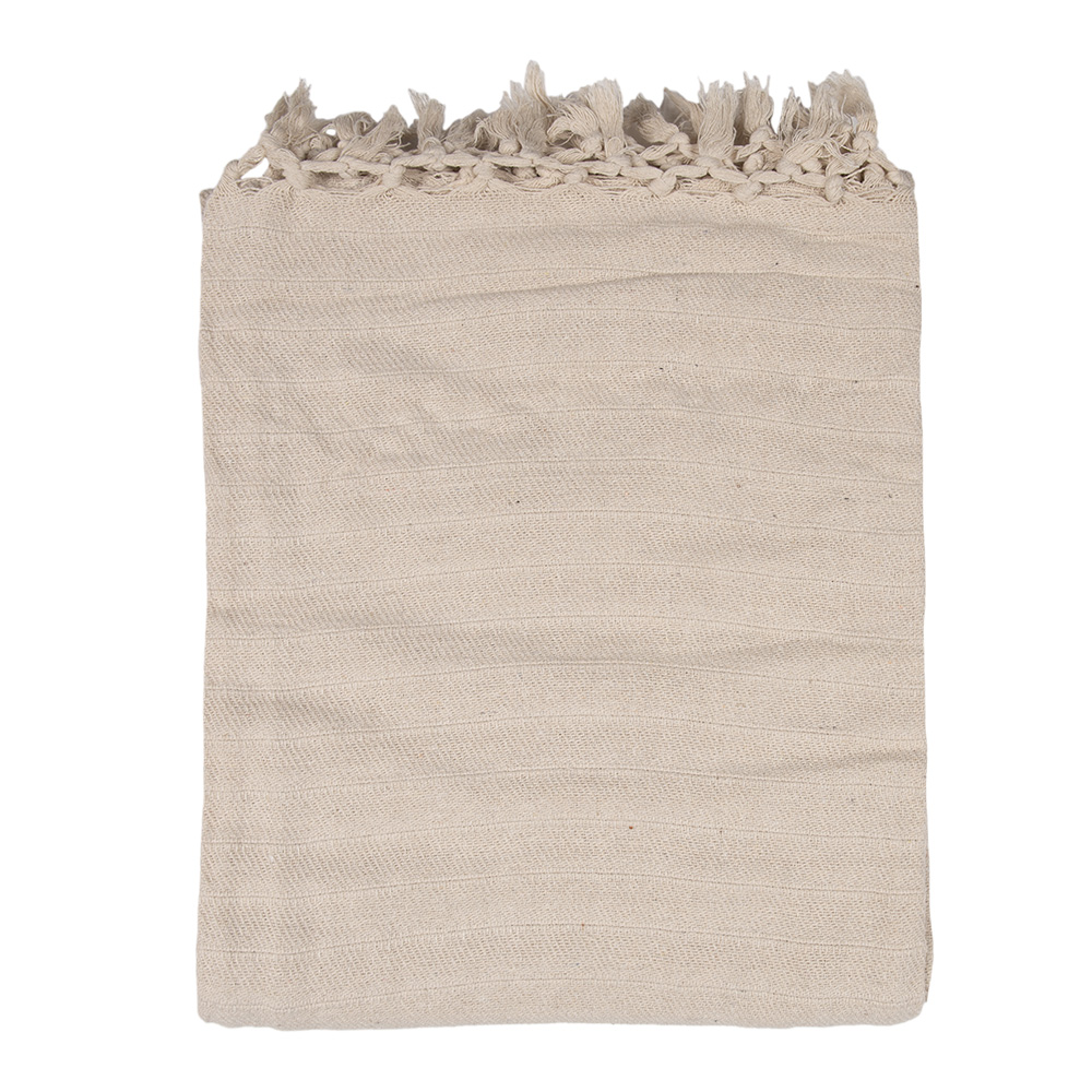 Clayre&Eef Plaid 125x150 cm Beige Katoen Strepen afbeelding