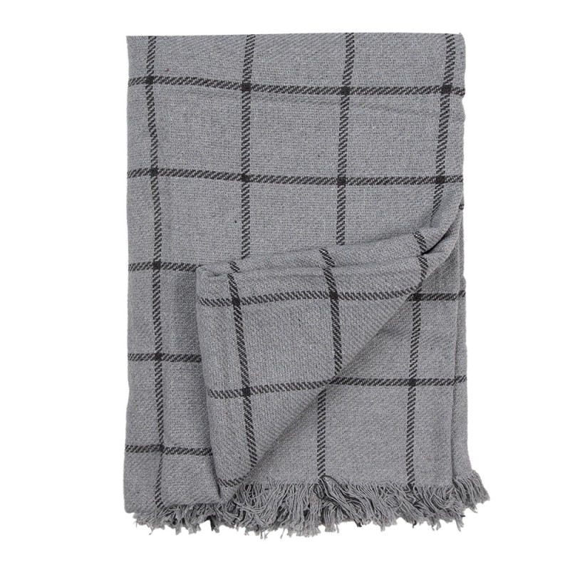 Clayre & Eef Plaid 125x150 cm Grigio Cotone Strisce