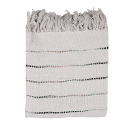 Clayre & Eef Throw Blanket 125x150 cm Beige Black Cotton Stripes