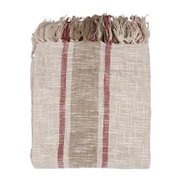 Clayre & Eef Throw Blanket 125x150 cm Beige Brown Cotton Stripes