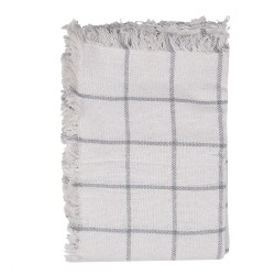 Clayre & Eef Throw Blanket 125x150 cm White Grey Cotton Stripes