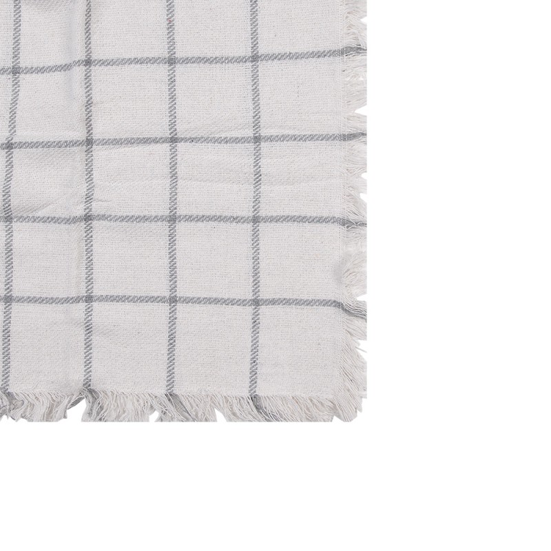 Clayre & Eef Tagesdecke 125x150 cm Weiß Grau Baumwolle Streifen