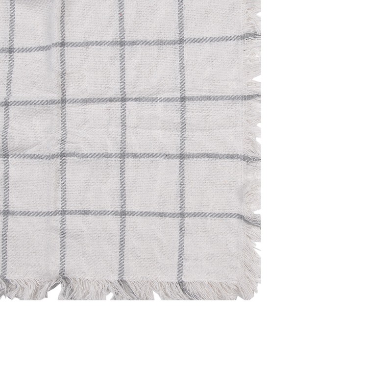 Clayre & Eef Plaid 125x150 cm Bianco Grigio  Cotone Strisce