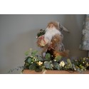 Clayre & Eef Figur Weihnachtsmann 63 cm Beige Rosa Kunststoff