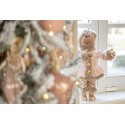 Clayre & Eef Christmas Decoration Bear 49 cm Pink Gold colored Fabric