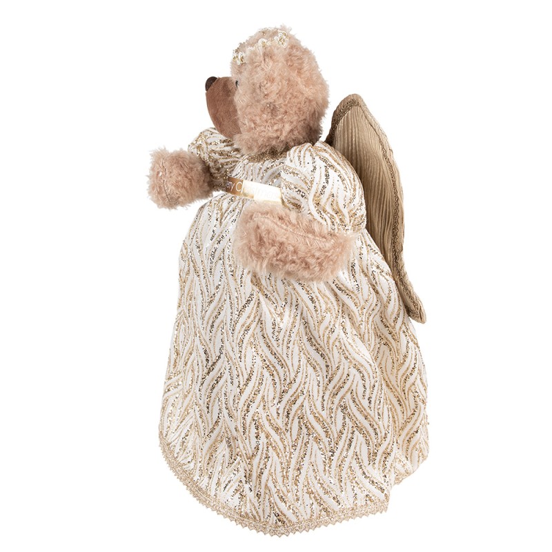 Clayre & Eef Christmas Decoration Bear 40 cm Beige Gold colored Fabric