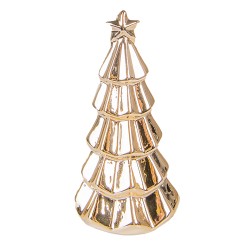 Clayre & Eef Figur Weihnachtsbaum 11 cm Goldfarbig Porzellan