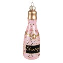 Clayre & Eef Ornamento Natalizio Bottiglia 12 cm Rosa Vetro