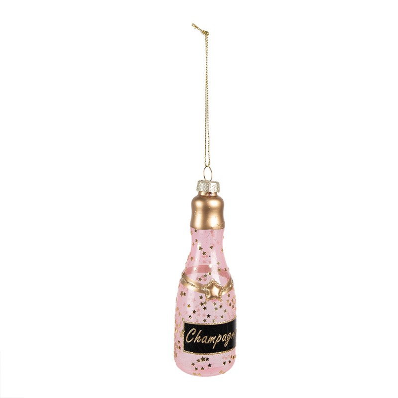 Clayre & Eef Christmas Ornament Bottle 12 cm Pink Glass