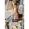Clayre & Eef Weihnachtsanhänger Flasche 12 cm Rosa Glas