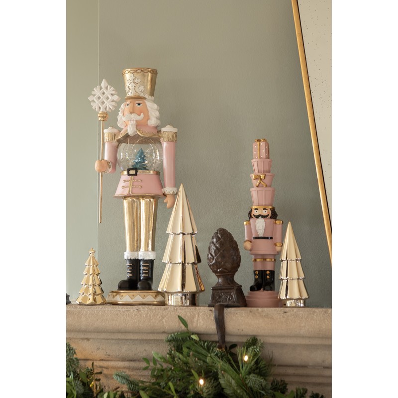 Clayre & Eef Kerstdecoratie Beeld Notenkraker 16x16x50 cm Roze Polyresin