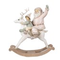 Clayre & Eef Figurine Santa Claus 21x8x23 cm Pink White Polyresin