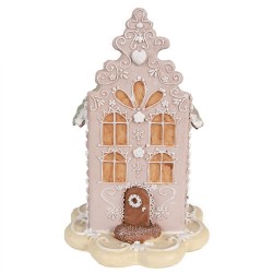 Clayre & Eef Casa di pan di zenzero 20 cm Rosa Poliresina