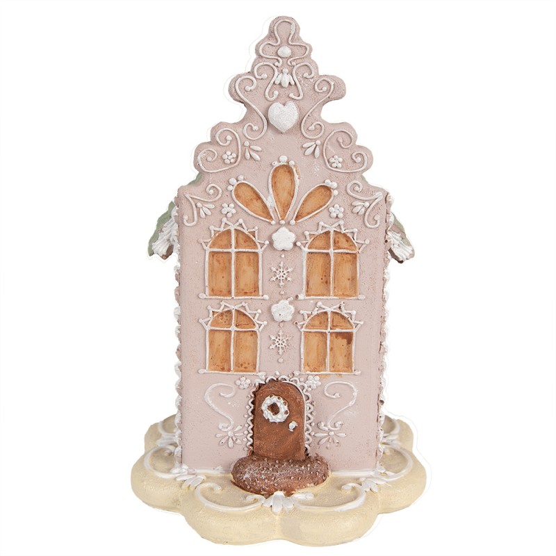 Clayre & Eef Casa di pan di zenzero 20 cm Rosa Poliresina