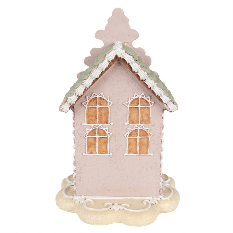 Clayre & Eef Casa di pan di zenzero 20 cm Rosa Poliresina