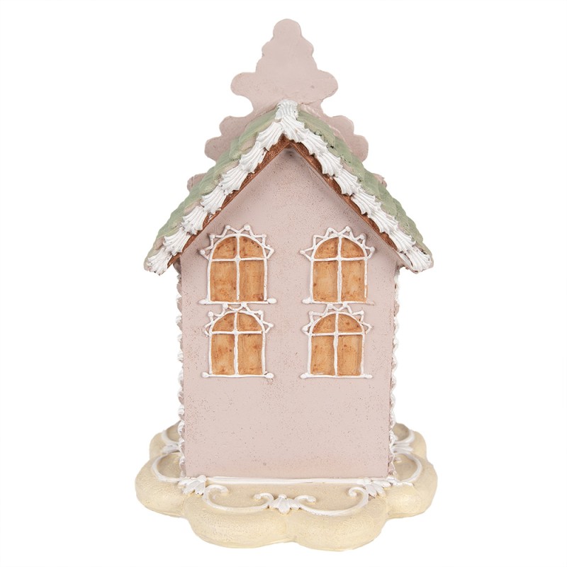 Clayre & Eef Figurine décorative Maison 20 cm Rose Polyrésine