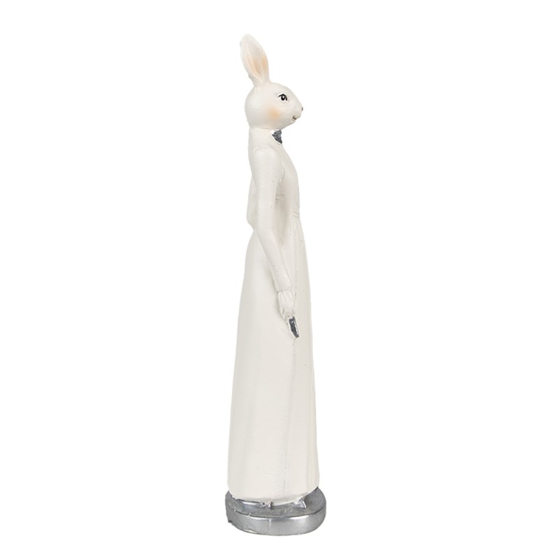 Clayre & Eef Statuetta Coniglio 20 cm Bianco Poliresina