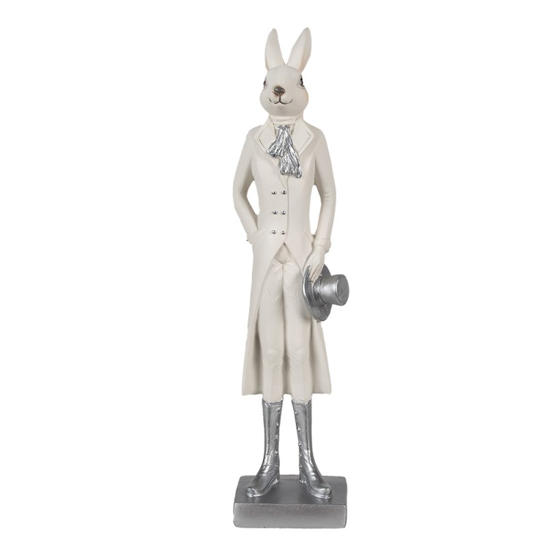 Clayre & Eef Figurine Lapin 34 cm Blanc Polyrésine