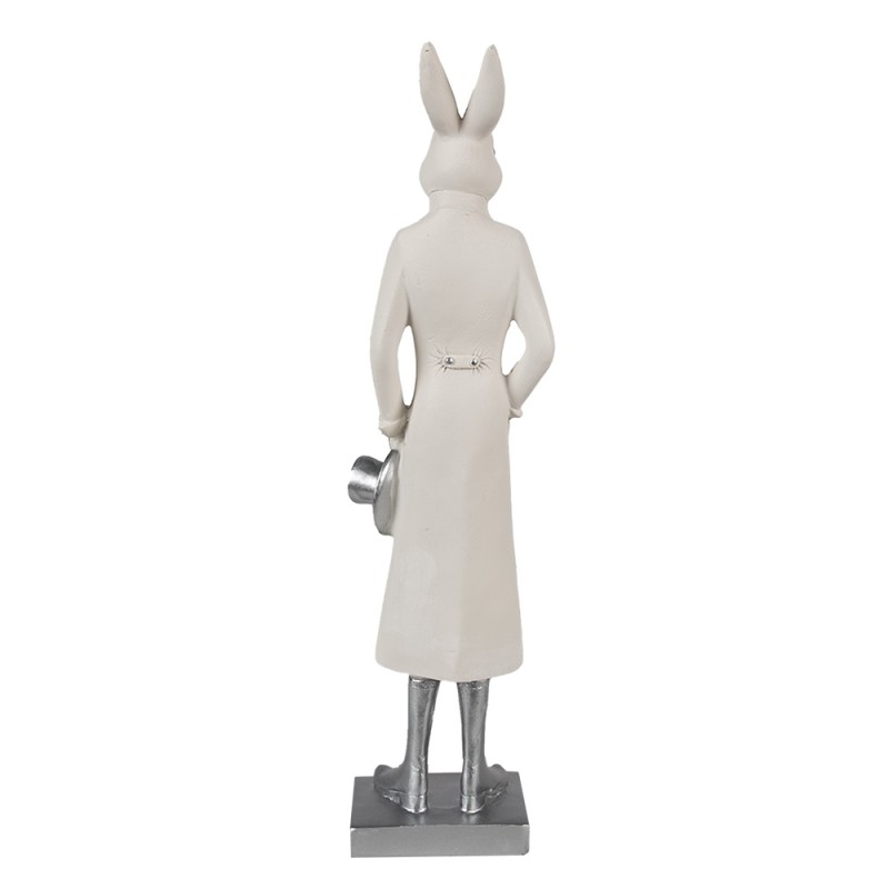 Clayre & Eef Statuetta Coniglio 34 cm Bianco Poliresina
