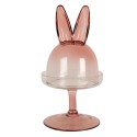 Clayre & Eef Cloche Ø 12x23 cm Pink Glass Round Rabbit
