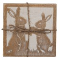 Clayre & Eef Coasters for Glasses Set of 4 10x10 cm Brown Wood Square Hares