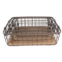 Clayre & Eef Storage Basket Set of 3 38x28x11 cm Grey Brown Iron Wood