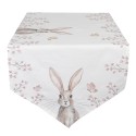 Clayre & Eef Table Runner 50x160 cm White Brown Cotton Rabbit