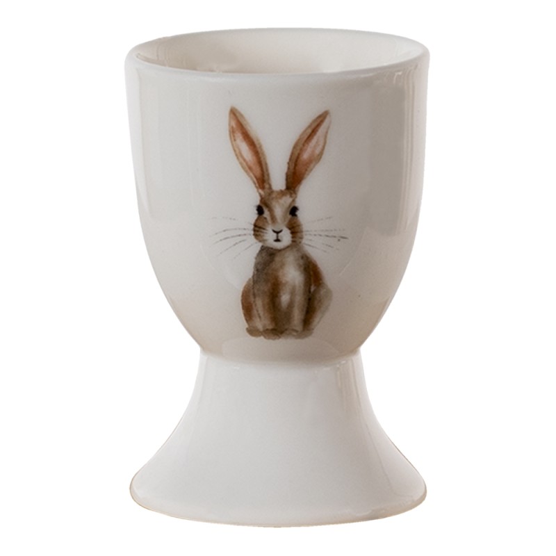 Clayre & Eef Egg Cup 40 ml Beige Brown Porcelain Rabbit