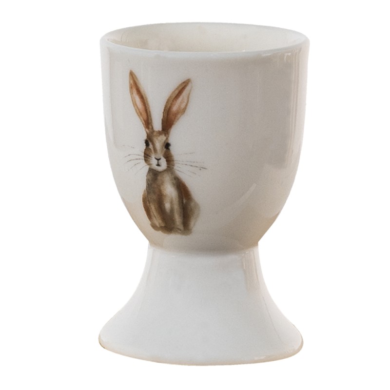 Clayre & Eef Egg Cup 40 ml Beige Brown Porcelain Rabbit