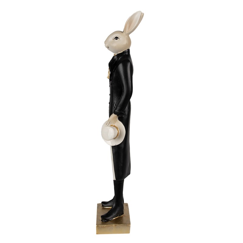 Clayre & Eef Figurine Lapin 34 cm Beige Noir Polyrésine
