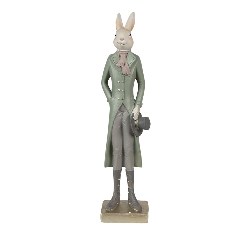 Clayre & Eef Statuetta Coniglio 36 cm Beige Verde Poliresina