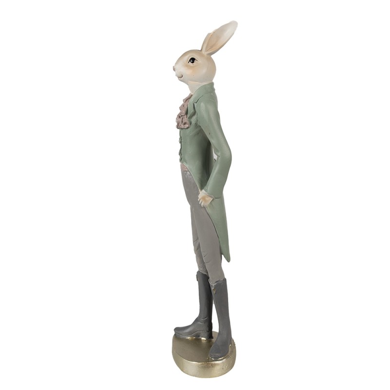 Clayre & Eef Statuetta Coniglio 20 cm Beige Verde Poliresina