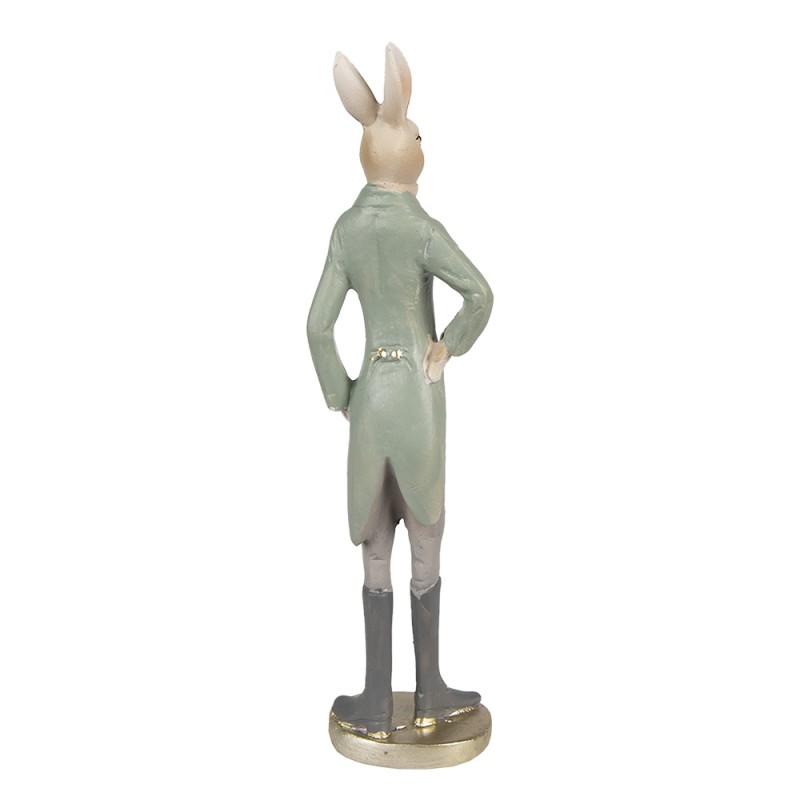 Clayre & Eef Statuetta Coniglio 40 cm Beige Verde Poliresina