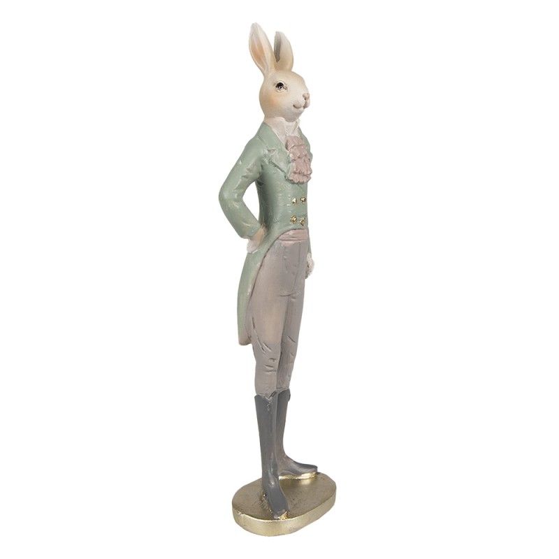 Clayre & Eef Figurine Lapin 40 cm Beige Vert Polyrésine