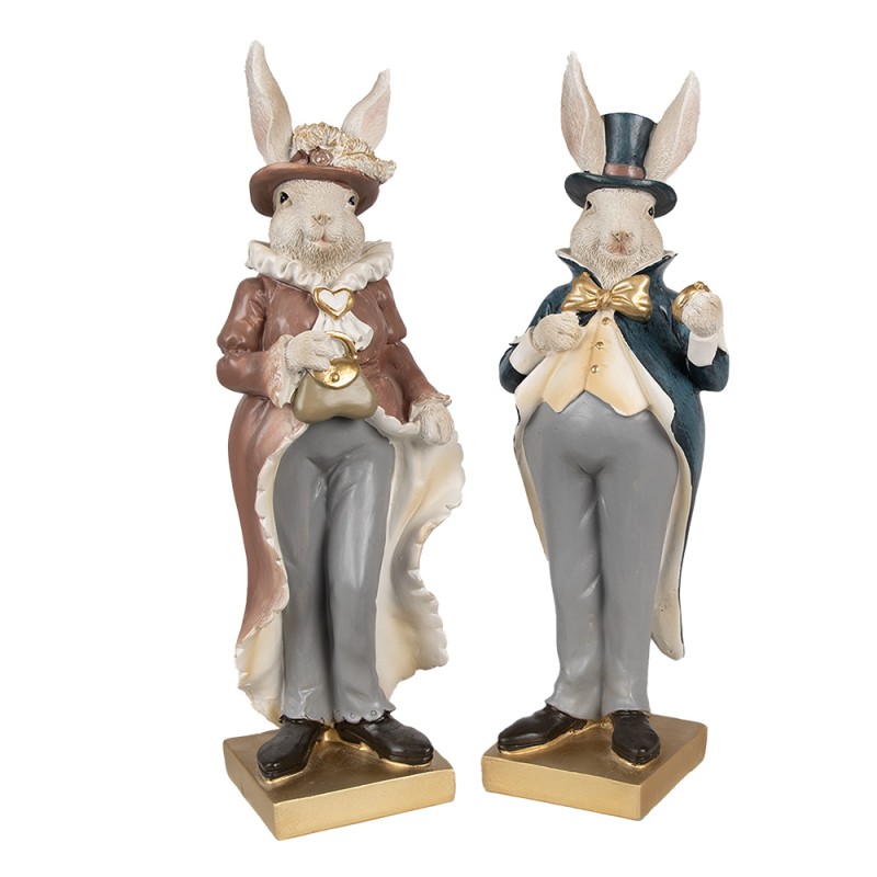 Clayre & Eef Figurine Rabbit 30 cm Beige Brown Polyresin