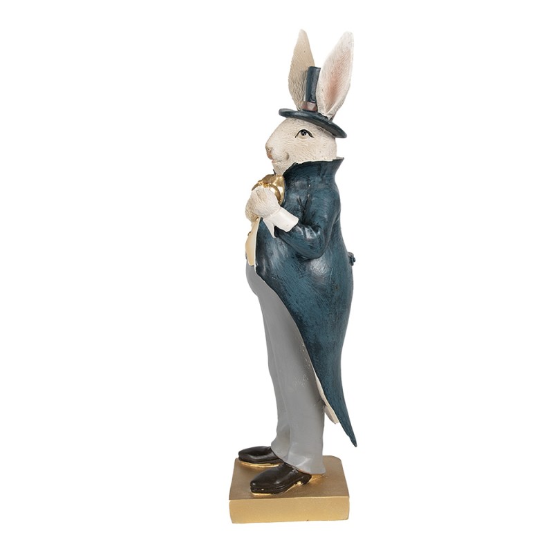 Clayre & Eef Statuetta Coniglio 30 cm Beige Blu  Poliresina