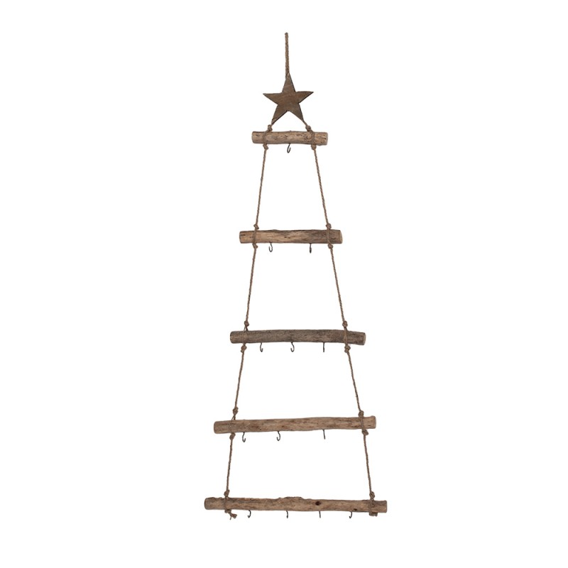 Clayre & Eef Hanging ladder Christmas Trees 46x5x110 cm Brown Wood