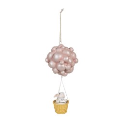 Clayre & Eef Decorative Pendant Hot Air Balloon 22 cm Beige Pink Polyresin