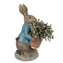 Clayre & Eef Figur Kaninchen 46 cm Braun Blau Polyresin