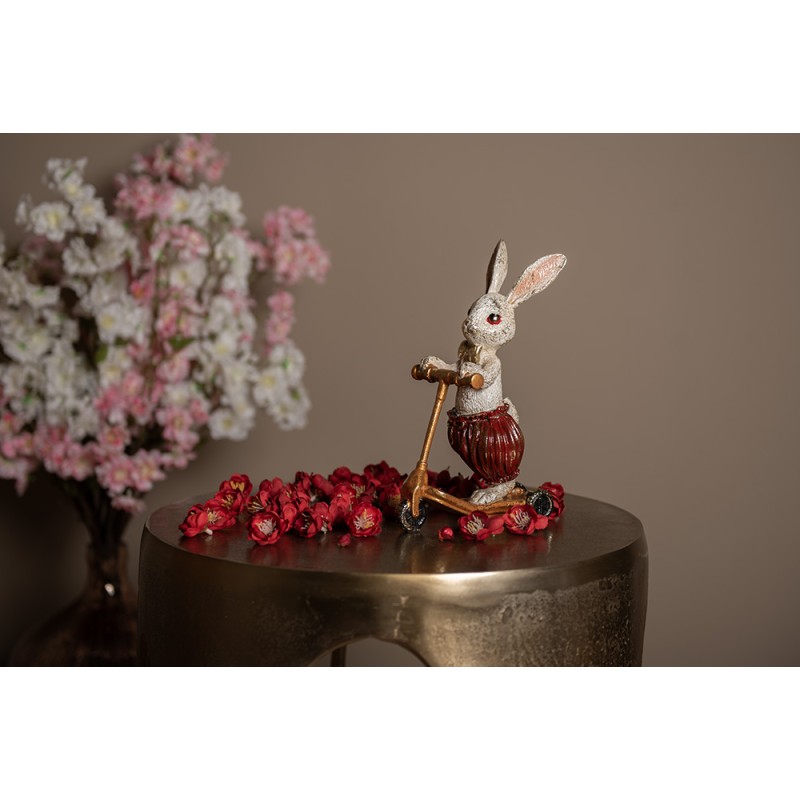 Clayre & Eef Figur Kaninchen 25 cm Weiß Goldfarbig Polyresin