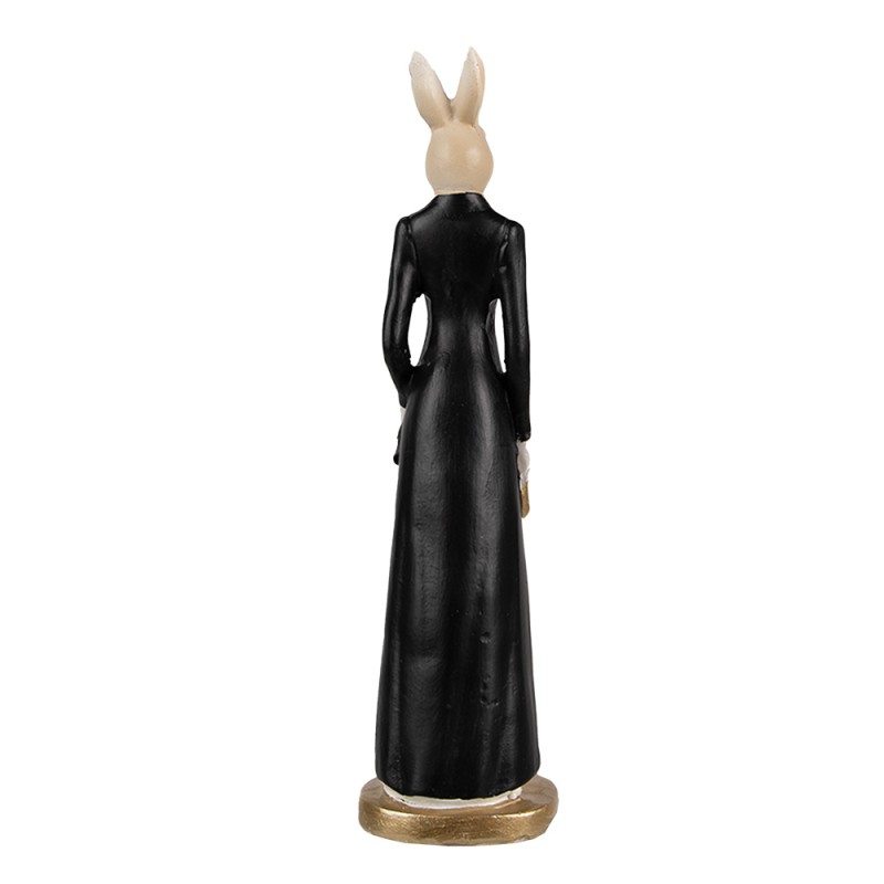 Clayre & Eef Figur Kaninchen 20 cm Weiß Schwarz Polyresin