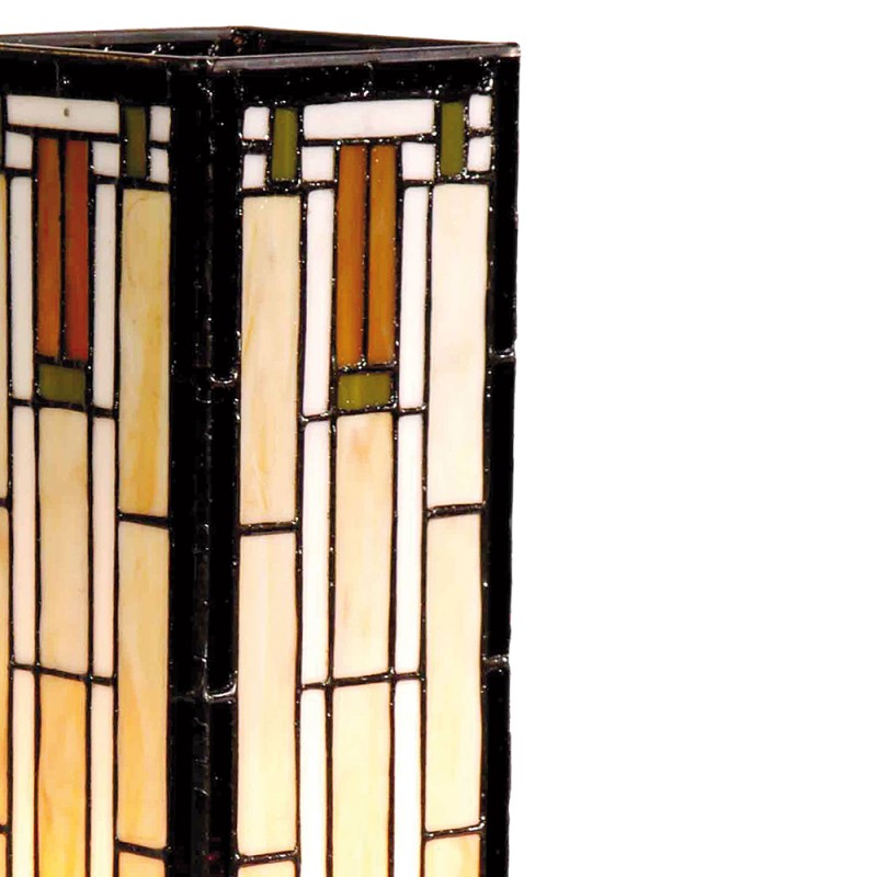 LumiLamp Table Lamp Tiffany 12x12x35 cm  Beige Brown Glass Rectangle