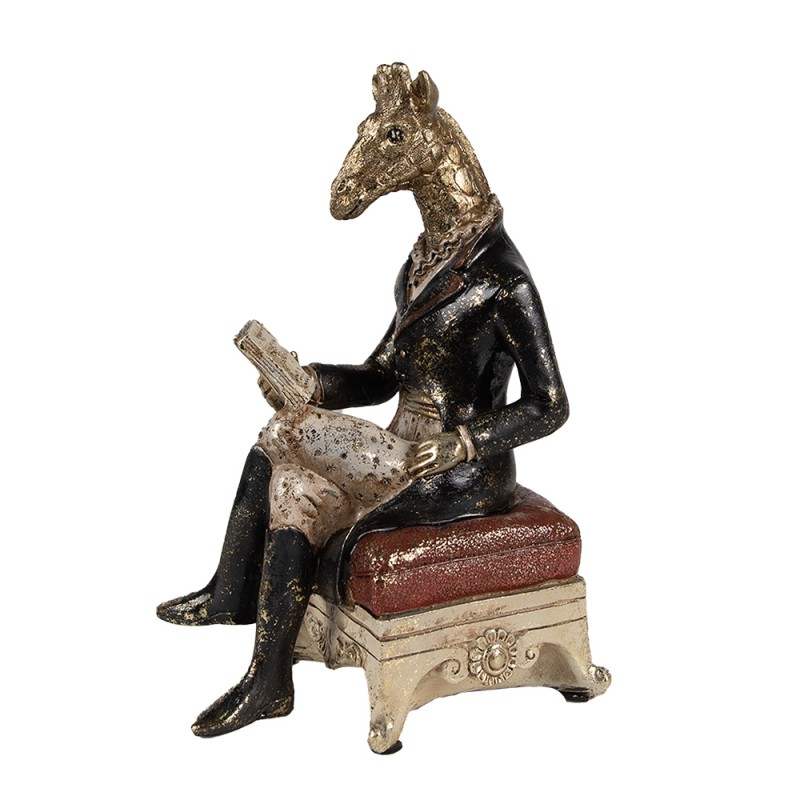 Clayre & Eef Statuetta Giraffa 22 cm Color oro Nero Poliresina