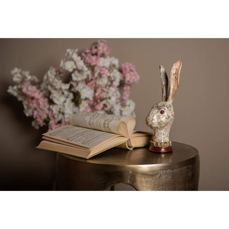 Clayre & Eef Statuetta Coniglio 28 cm Bianco Color oro Poliresina