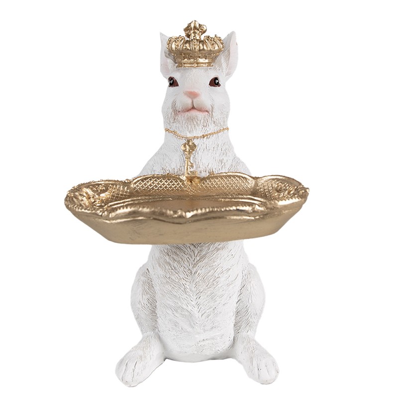 Clayre & Eef Figur Kaninchen 22 cm Weiß Goldfarbig Polyresin