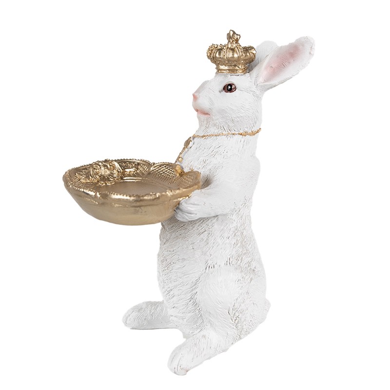 Clayre & Eef Figurine Rabbit 22 cm White Gold colored Polyresin