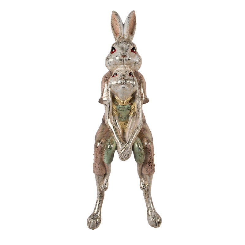 Clayre & Eef Figur Kaninchen 65 cm Weiß Rosa Polyresin